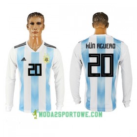 Koszulka Argentyna Kun Aguero 20 Mistrzostwa Świata 2018 Domowe Stroje Piłkarskie Długi Rękaw